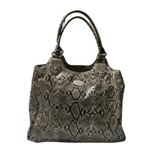 Nine & Co By Nine West Python Print Shoulder Bag Black And Tan Classic Career